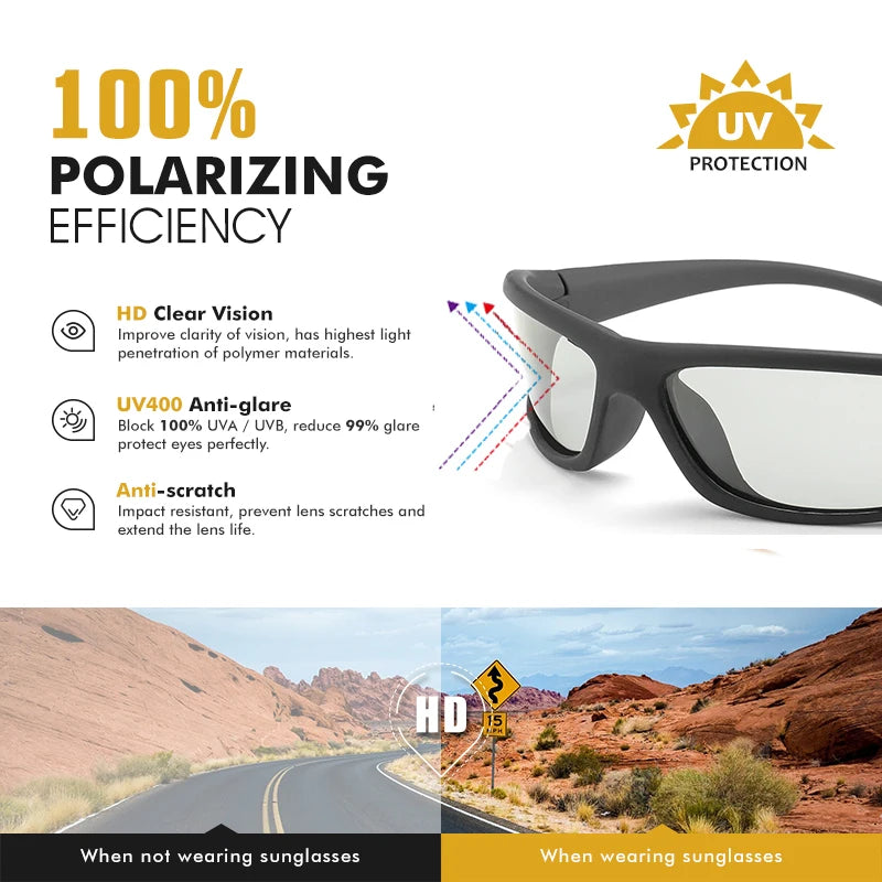 YAMEIZE Photochromic Glasses Polarized Sunglasses