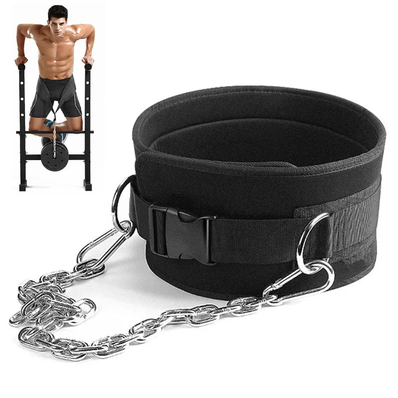 Weight Lifting Dip Belt with Chain Heavy Duty Core Support For Fitness Bodybuilding Pull up Strength Training Load Waist Strap