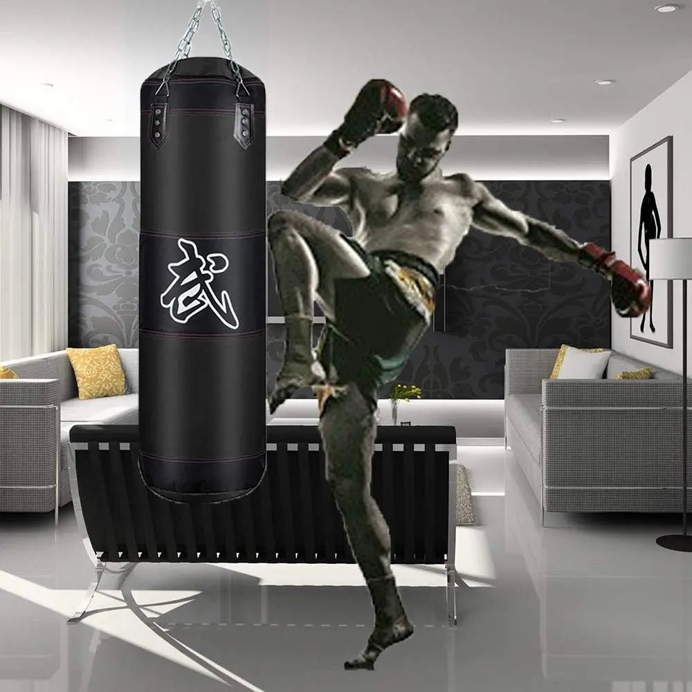 100/120 cm unbefüllter schwerer Boxsack Professioneller Boxsandsack mit hängendem Zubehör für MMA Muay Thai Kickboxen Taekwondo