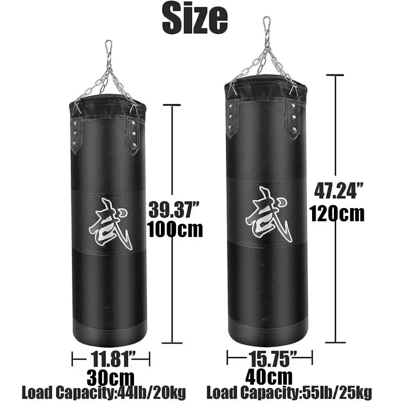 100/120cm Unfilled Heavy Punching Sandbag with Hanging Accessoire