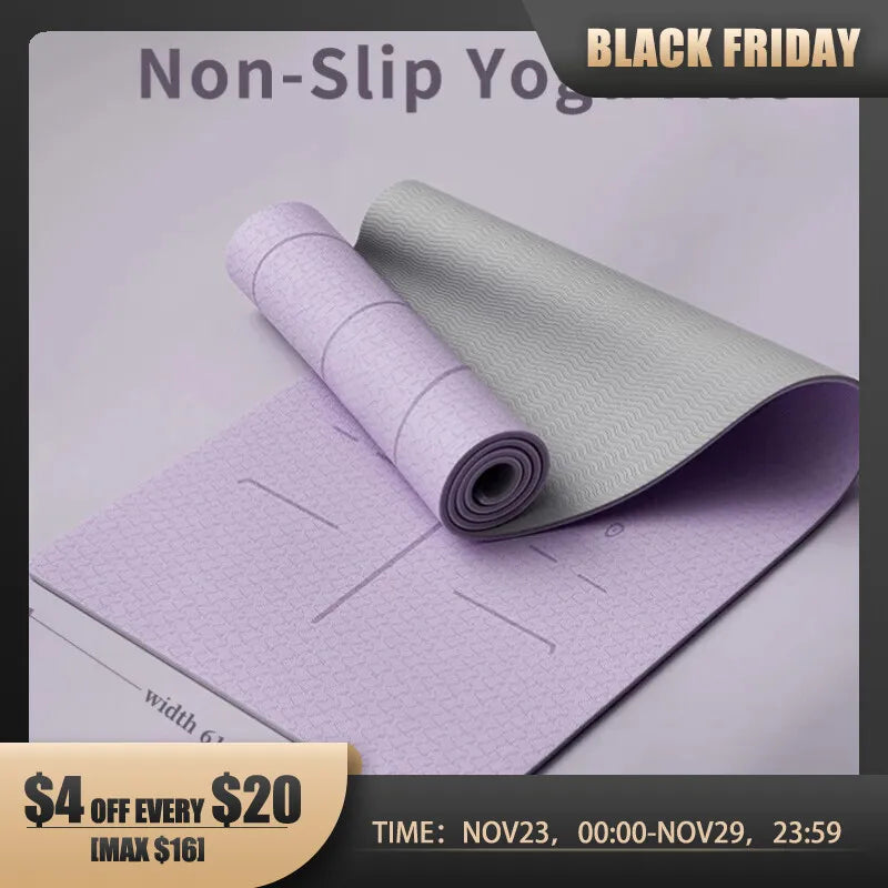 Yoga Mat, Anti Slip and Environmentally Friendly Fitness Exercise Mat with Shoulder Straps, Professional Yoga Mat, Suitable
